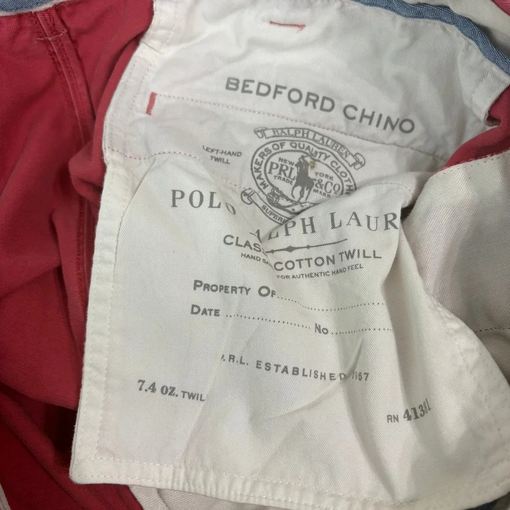 Polo Ralph Lauren Pants Mens 36x30‎ Pink Bedford Chino Classic Fit Cotton Twill
